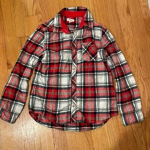 Cat & Jack Red White Plaid Button Down Shirt | Size 10/12